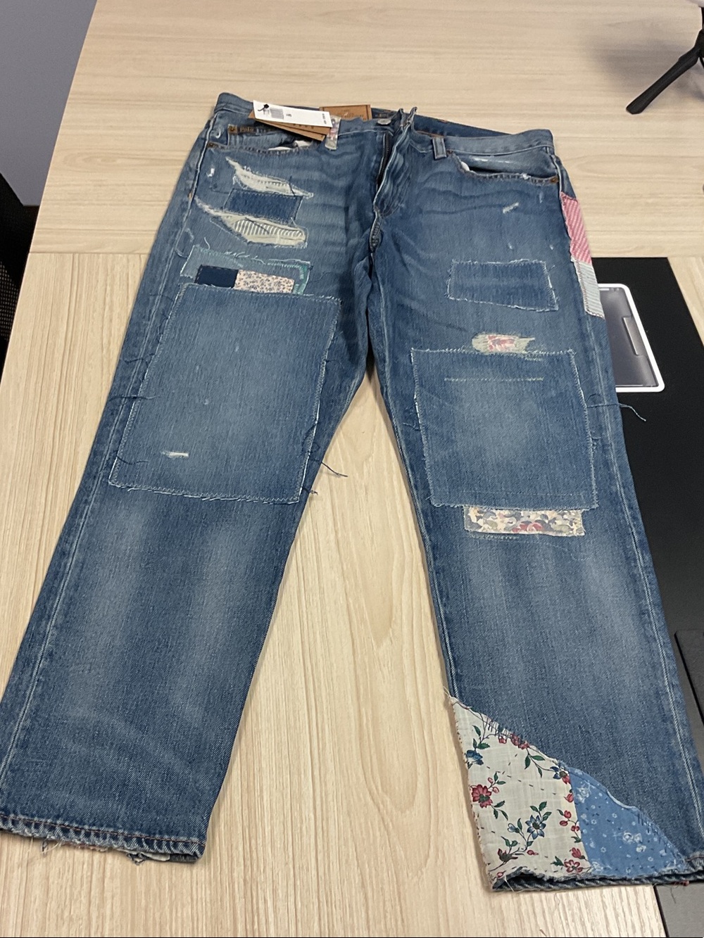 Ralph Lauren Women's Relaxed Patchwork Blue Jeans